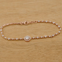 Round Cut CVD Diamond Halo Linked Bridal Bracelet