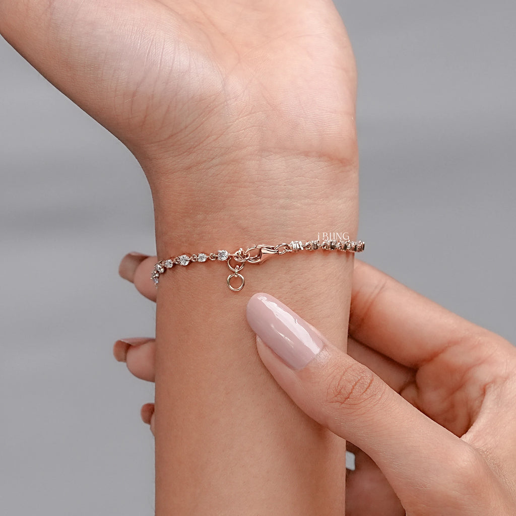 Round Cut CVD Diamond Halo Linked Bridal Bracelet