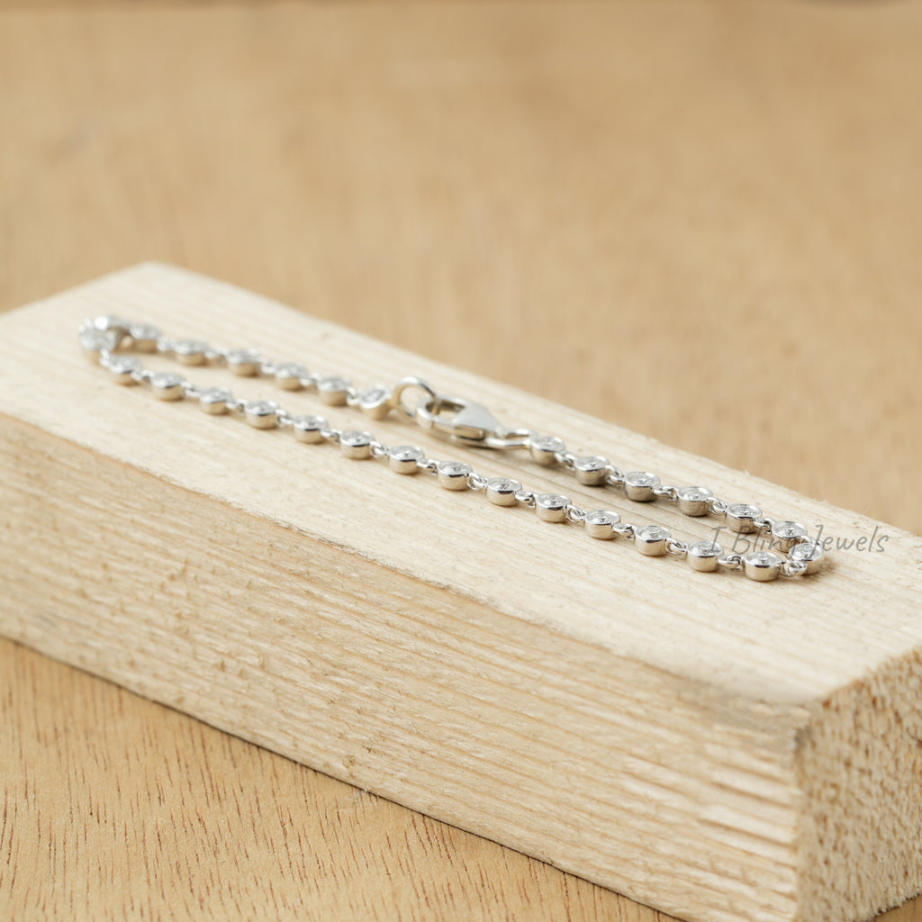 2.00 MM Round Moissanite Bezel Set Bracelet