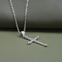 Round Cut Lab Grown Diamond Cross Pendant