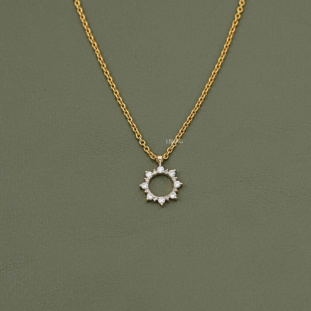 Round Cut Lab Diamond Open Circle Necklace