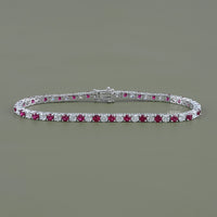 Multi Gemstone Round Diamond Tennis Bracelet