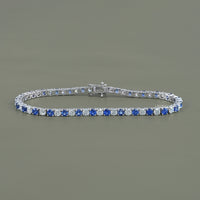 Multi Gemstone Round Diamond Tennis Bracelet
