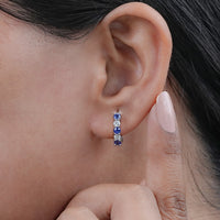 Lab Diamond And Gemstone In-Out Hoop Earrings