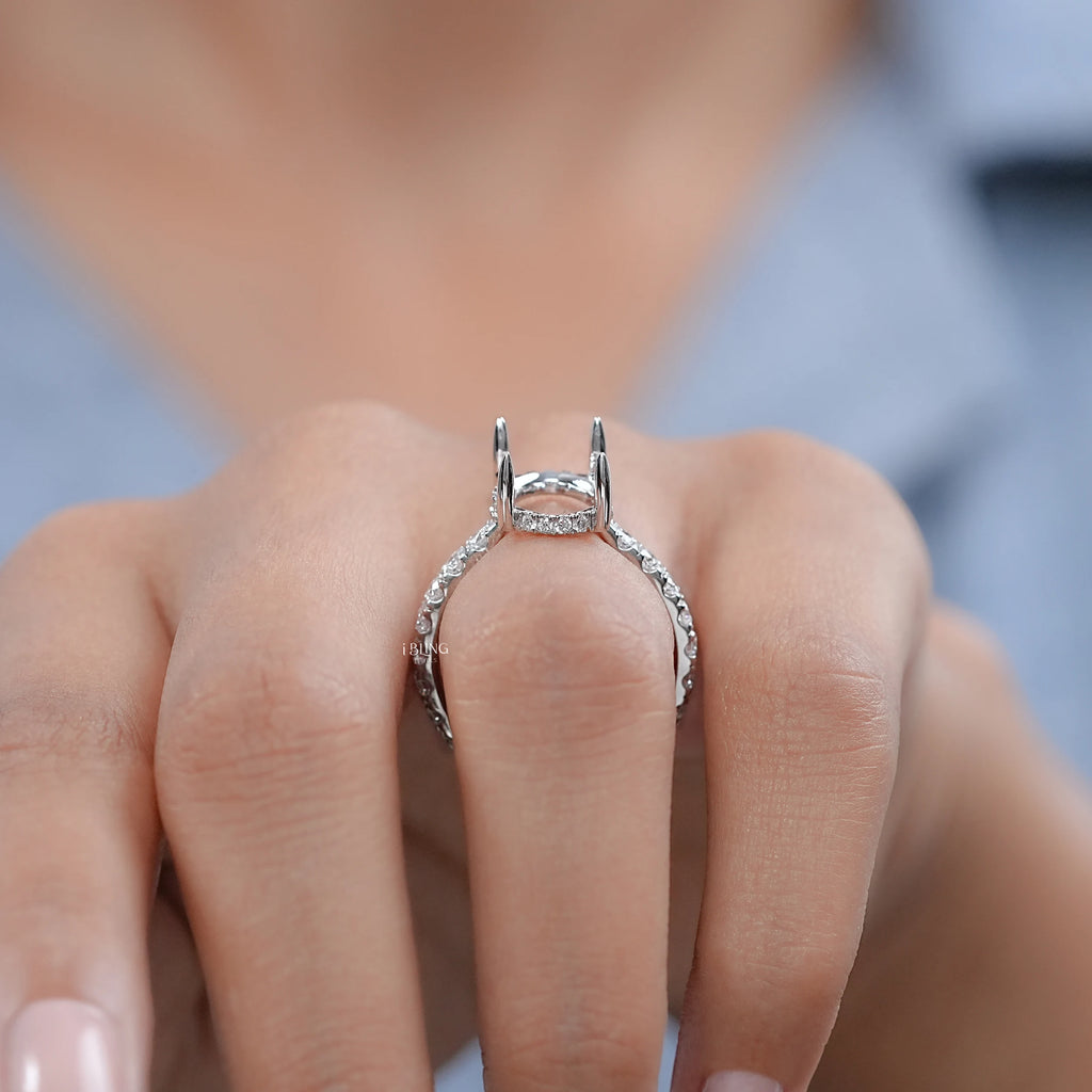 Oval Shape Semi Mount Lab Diamond Engagement Ring
