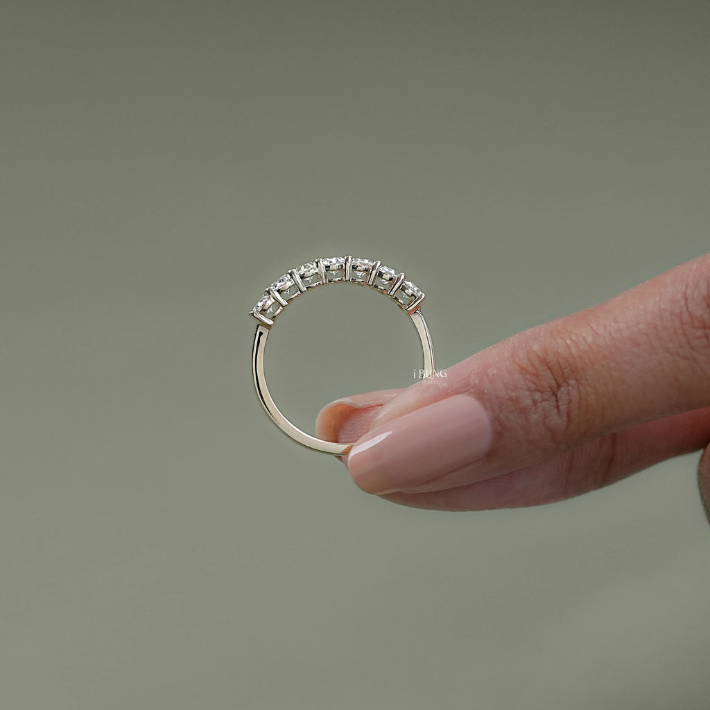 Seven Stone Oval Lab Diamond Wedding Band