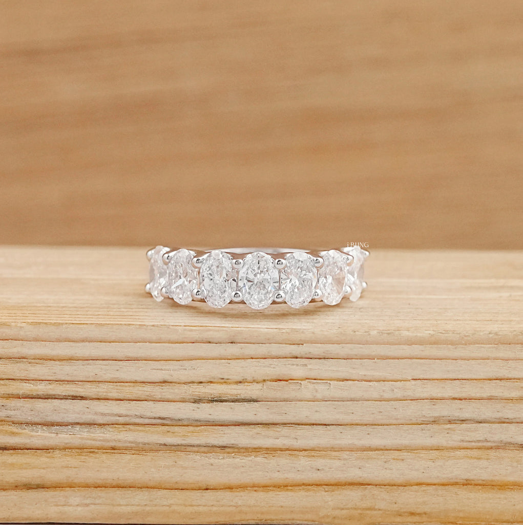 Seven Stone Oval Cut Diamond Wedding Band