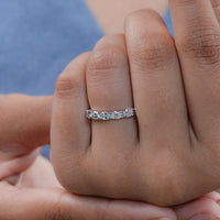 East West Oval Lab Diamond Half Eternity Wedding Band