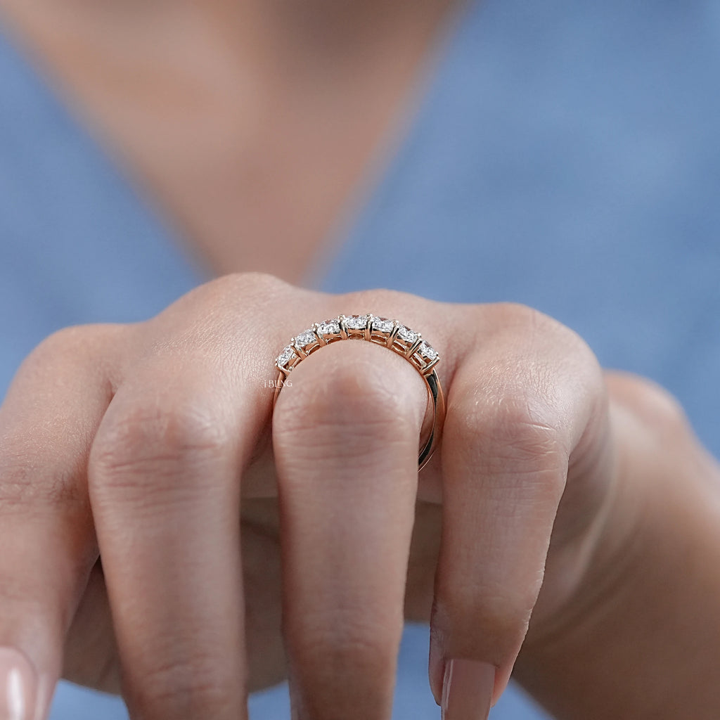 Seven Stone Oval Lab Diamond Wedding Band