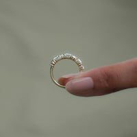 Emerald And Oval Diamond Seven Stone Wedding Band