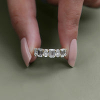 Emerald And Oval Diamond Seven Stone Wedding Band