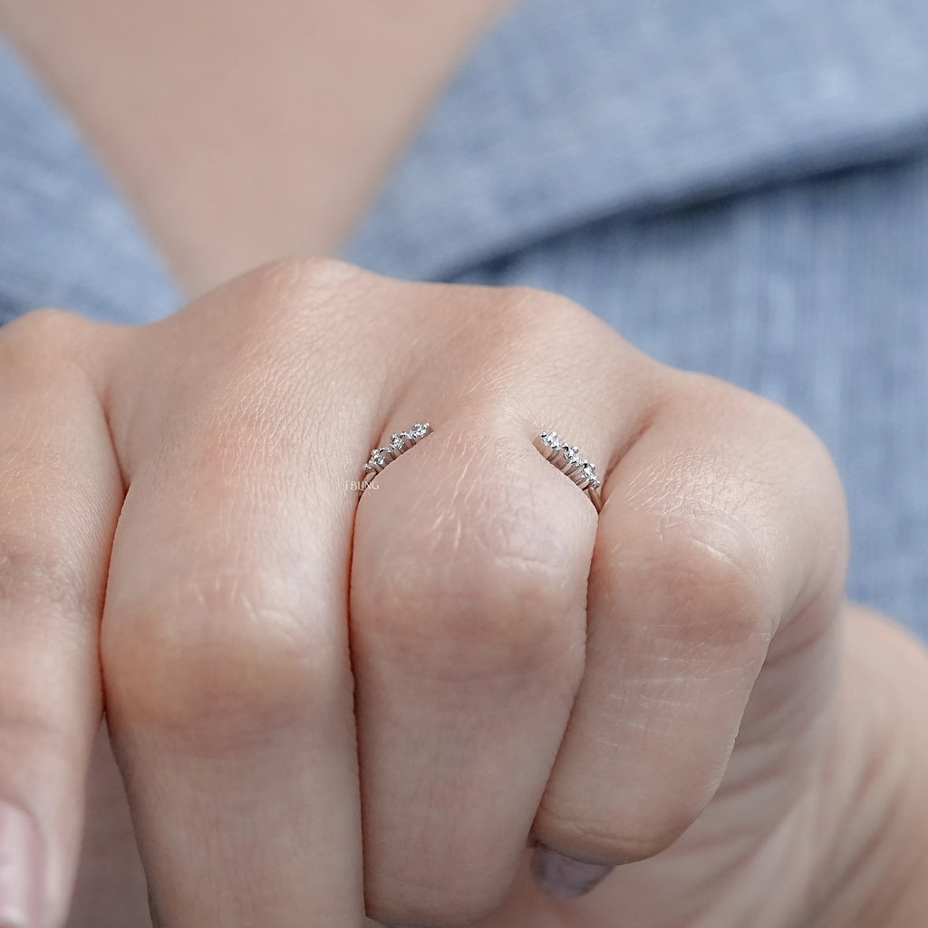 Round Diamond Open Cuff Wedding Ring