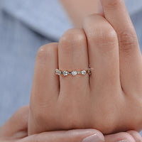 Round Diamond Six Prong Half Eternity Wedding Band