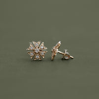 Tiny Round Cut Lab Diamond Floral Shape Stud Earrings