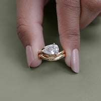 Pear Diamond Bypass Shank Solitaire Bridal Ring Set
