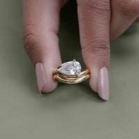 Pear Diamond Bypass Shank Solitaire Bridal Ring Set