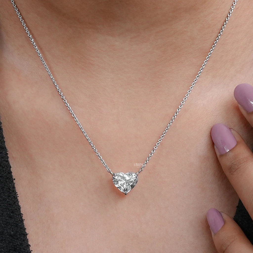 Heart Cut Lab Grown Diamond Solitaire Necklace