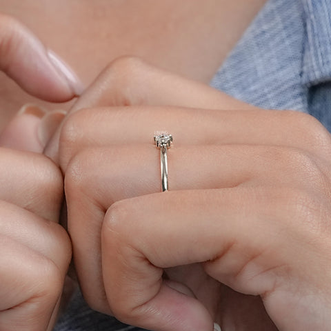 Round Lab Diamond Two Stone Dainty Ring