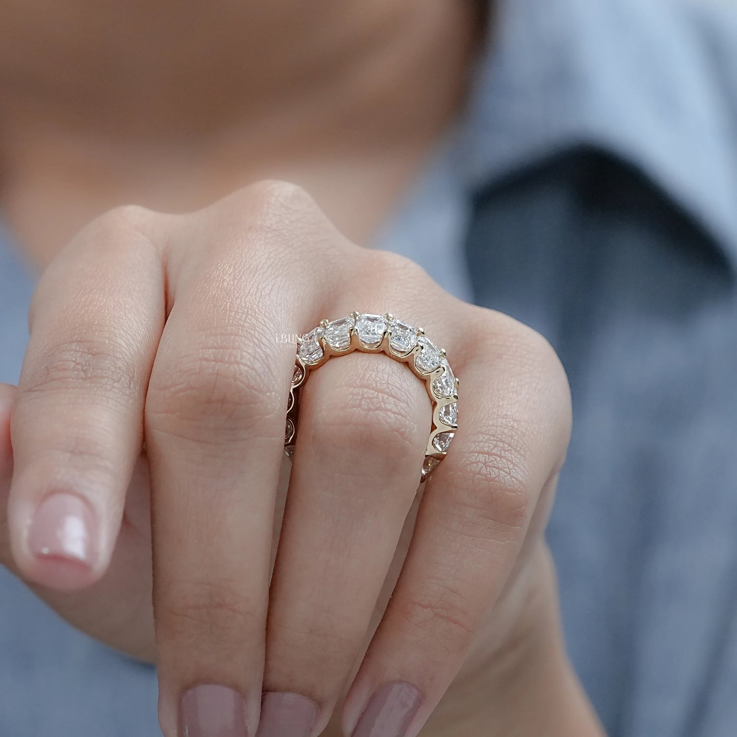 Emerald Cut Lab Diamond Full Eternity Band