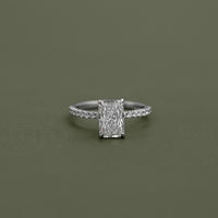 Radiant Lab Diamond Solitaire Accent Engagement Ring