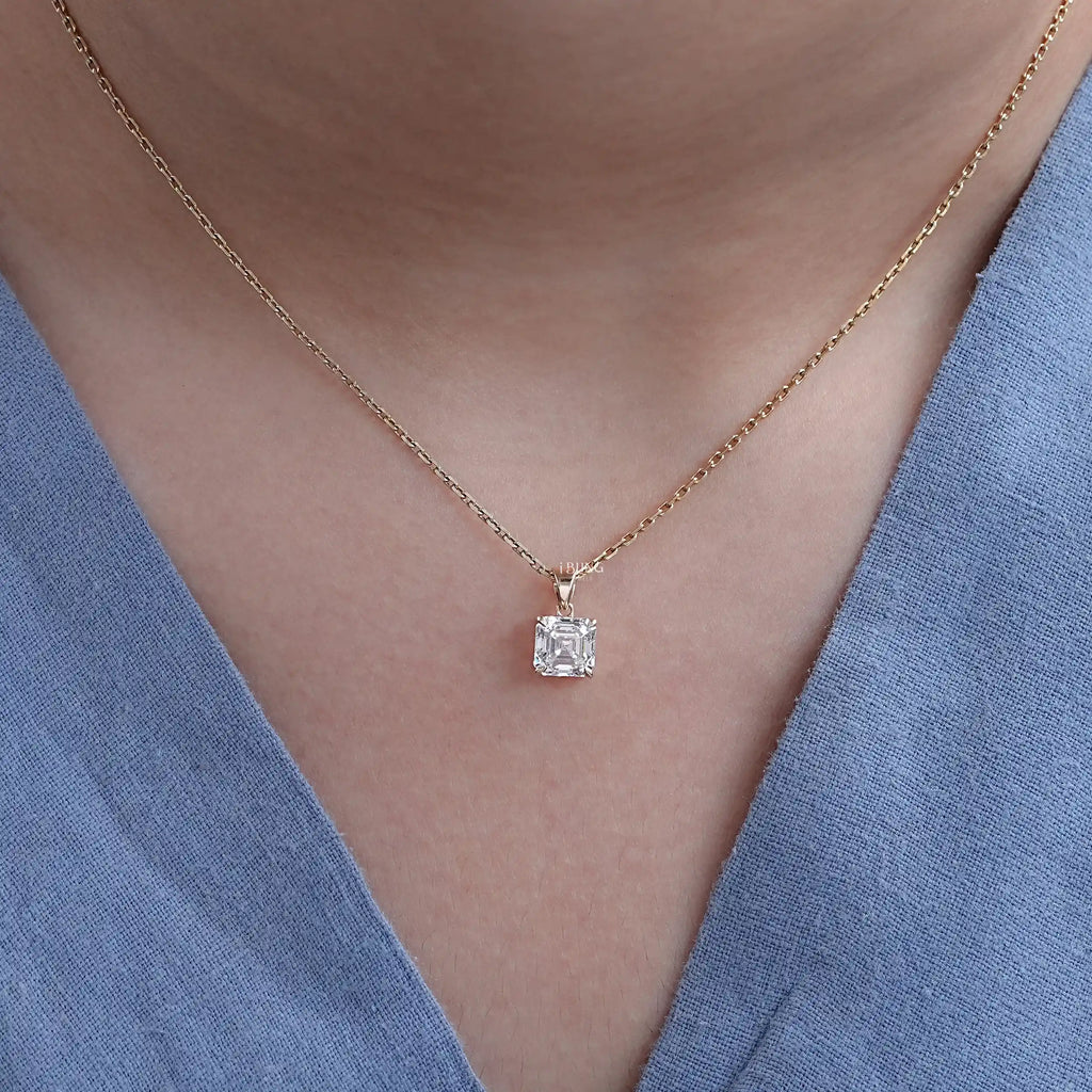 Asscher Cut Lab Diamond Solitaire Necklace
