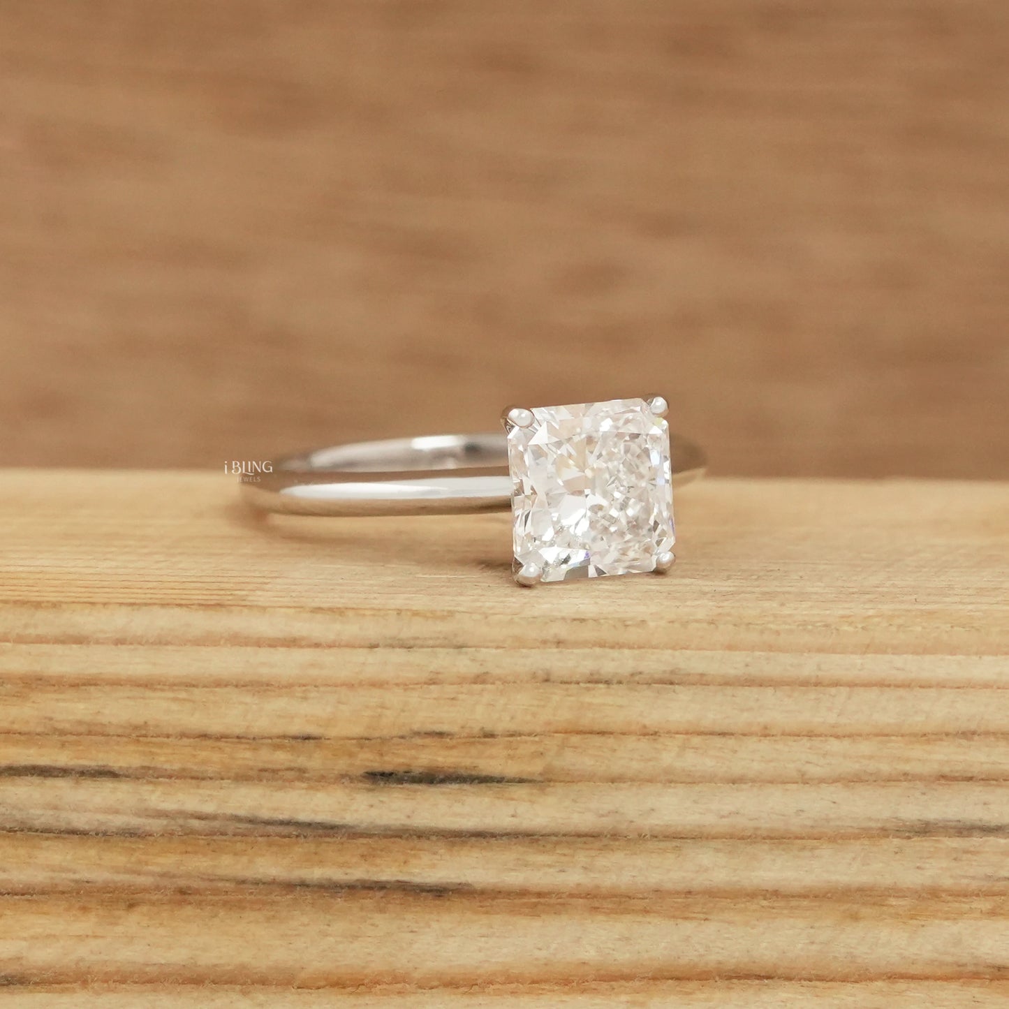Square Radiant Lab Diamond Solitaire Engagement Ring