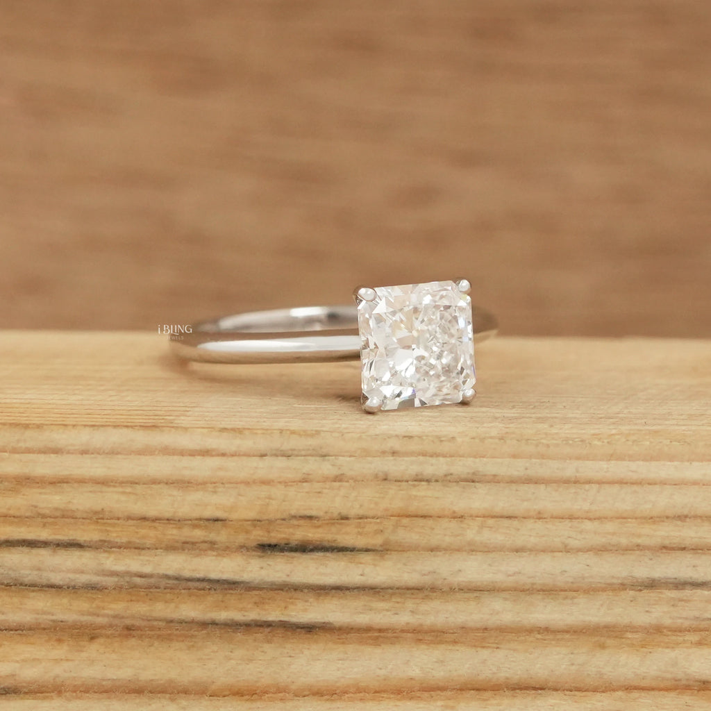 Square Radiant Lab Diamond Solitaire Engagement Ring