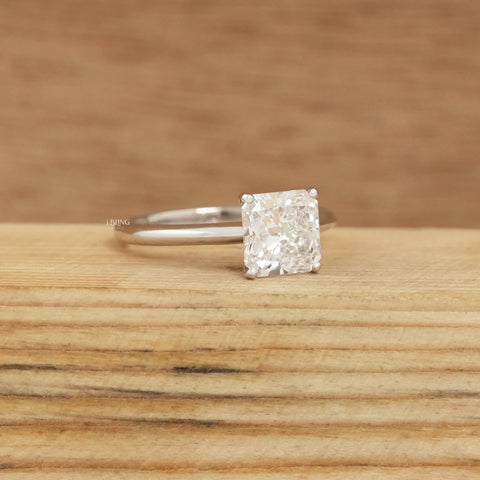 Square Radiant Lab Diamond Solitaire Engagement Ring