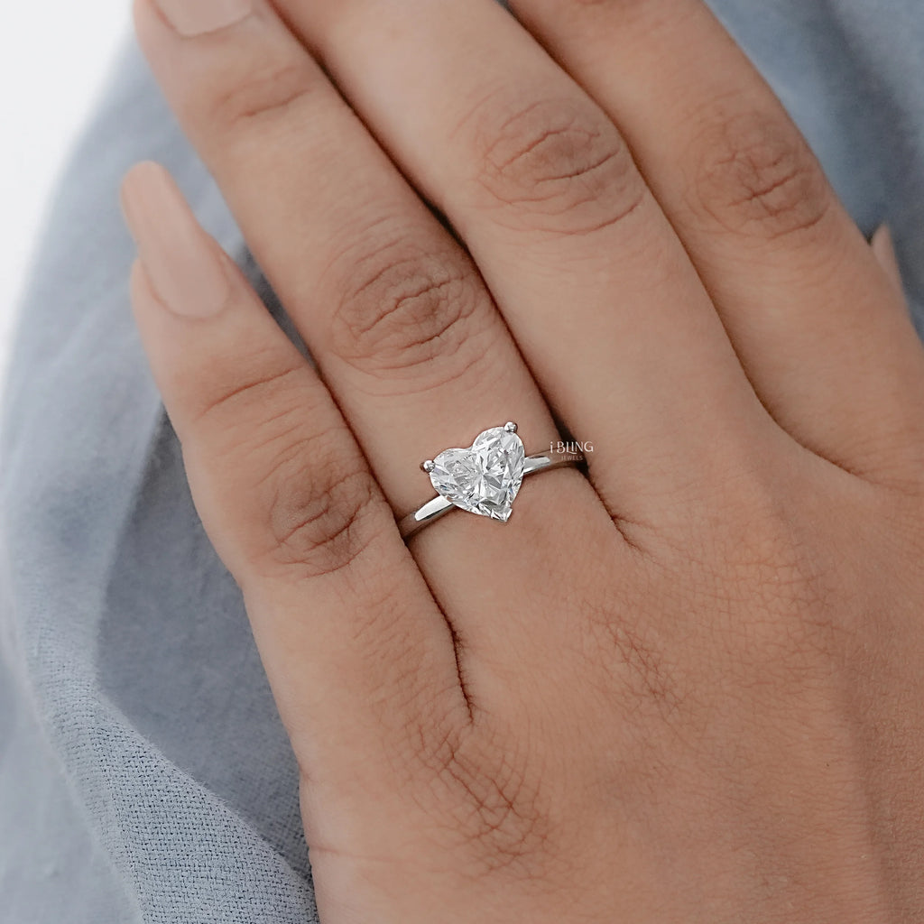 Heart Cut Lab Grown Diamond Solitaire Engagement Ring