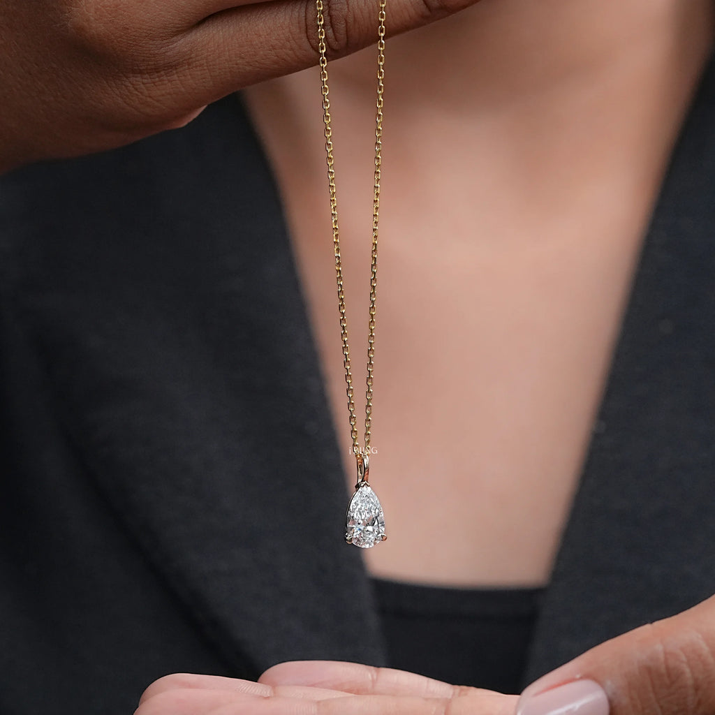 Pear Lab Diamond Solitaire Pendant