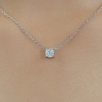 Square Cushion Lab Grown Diamond Solitaire Pendant Necklace