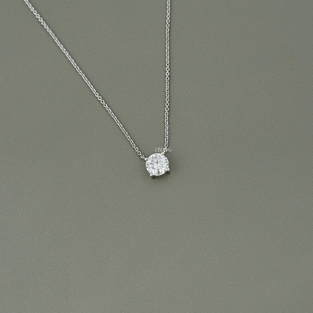Round Cut Lab Grown Diamond Solitaire Necklace