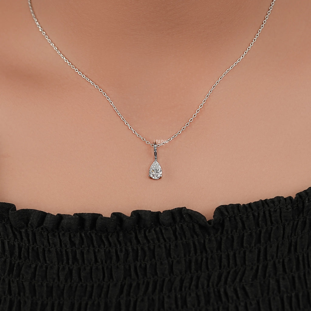 Pear Cut Lab Diamond Solitaire Pendant