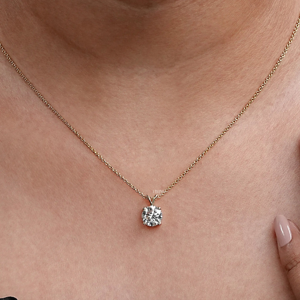 Round Cut Lab Grown Diamond Solitaire Necklace