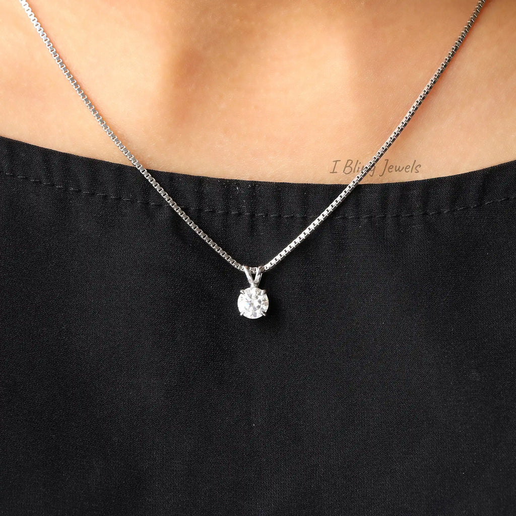 Round Cut Moissanite Solitaire Pendant