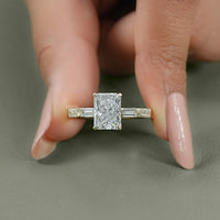 Radiant And Baguette Lab Diamond Solitaire Accent Ring