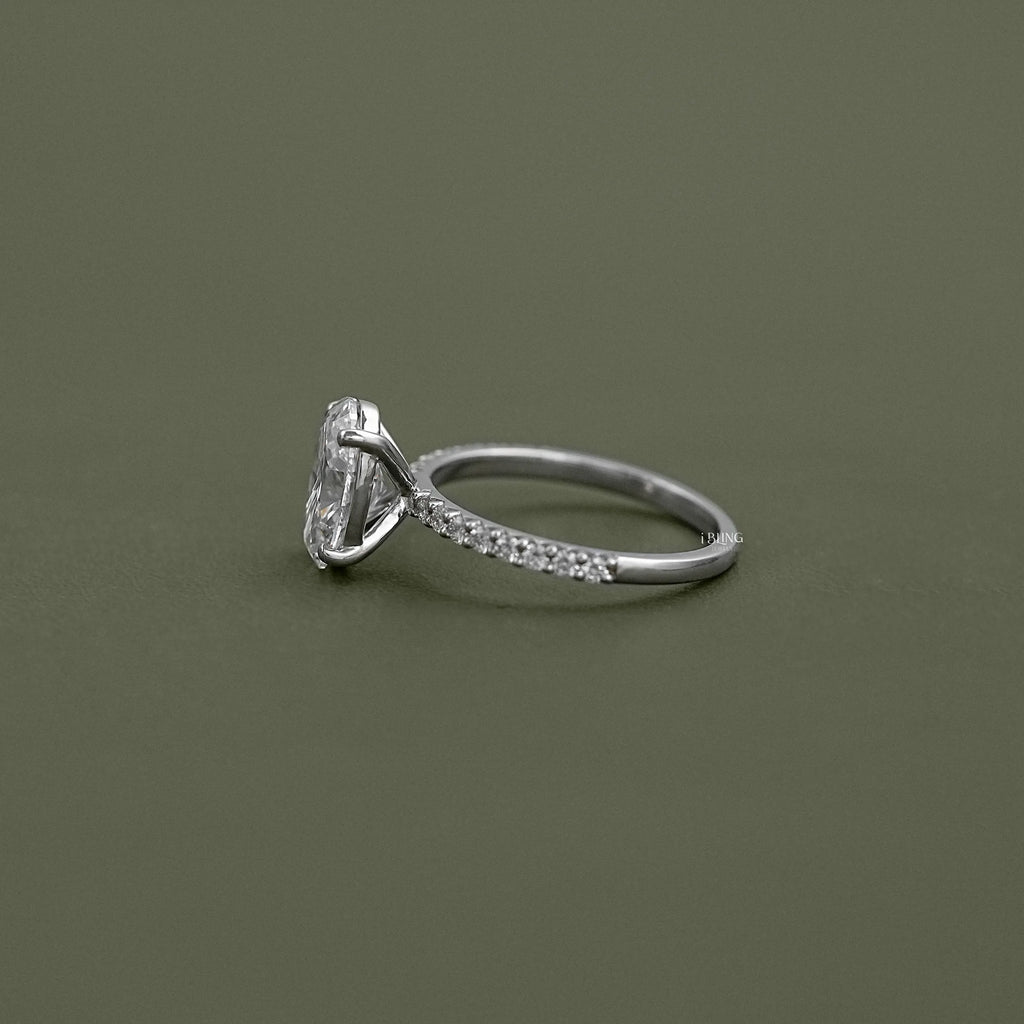 Oval Cut Lab Diamond Solitaire Accent Ring