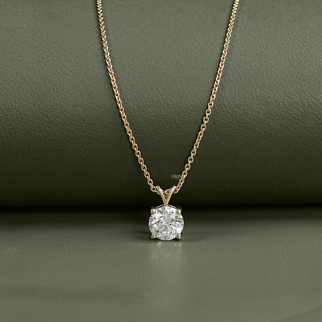 Round Cut Lab Grown Diamond Solitaire Necklace
