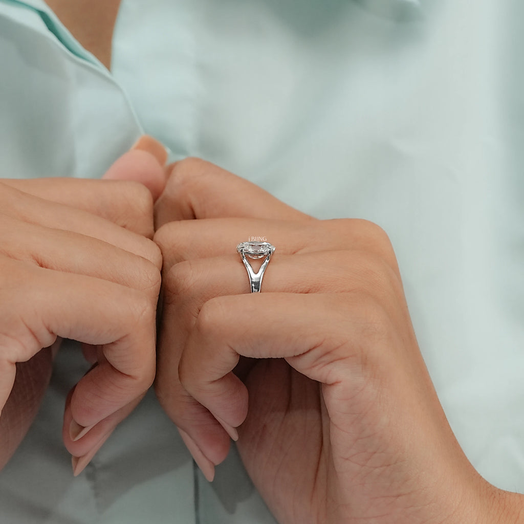 Oval Lab Diamond Split Shank Engagement Ring
