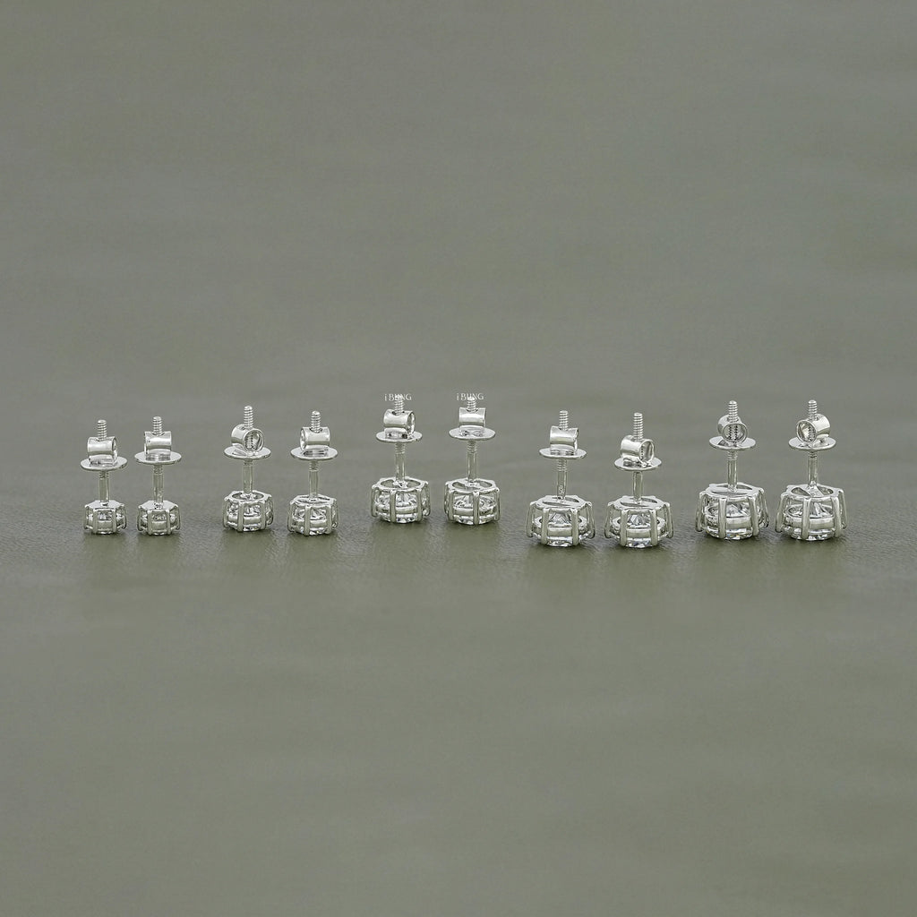 Round Moissanite Solitaire Diamond Stud Earrings