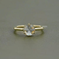 Round Rose Cut Lab Diamond Solitaire Ring