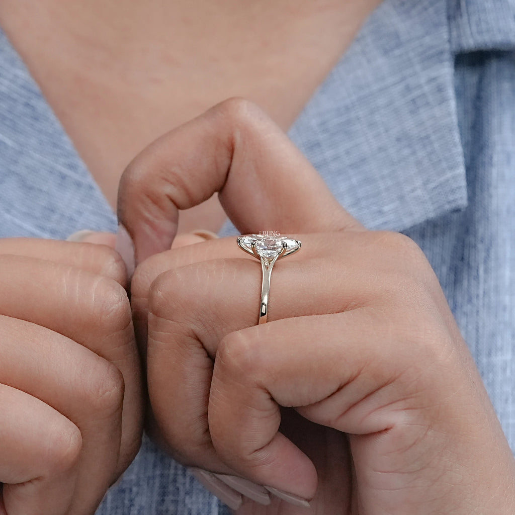 Marquise Diamond Split Shank Solitaire Engagement Ring