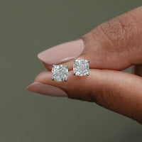 Square Cushion Lab Diamond Stud Earrings