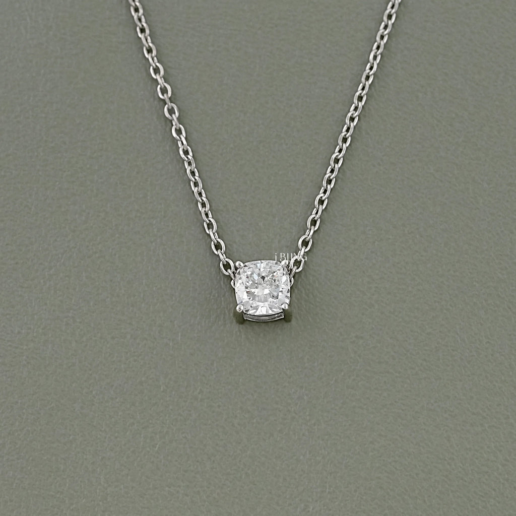 Square Cushion Lab Grown Diamond Solitaire Pendant Necklace