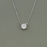 Square Cushion Lab Grown Diamond Solitaire Pendant Necklace