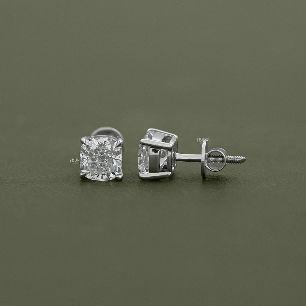 Square Cushion Lab Diamond Stud Earrings
