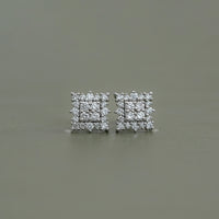 Round Cut CVD Diamond Square Shape Earrings