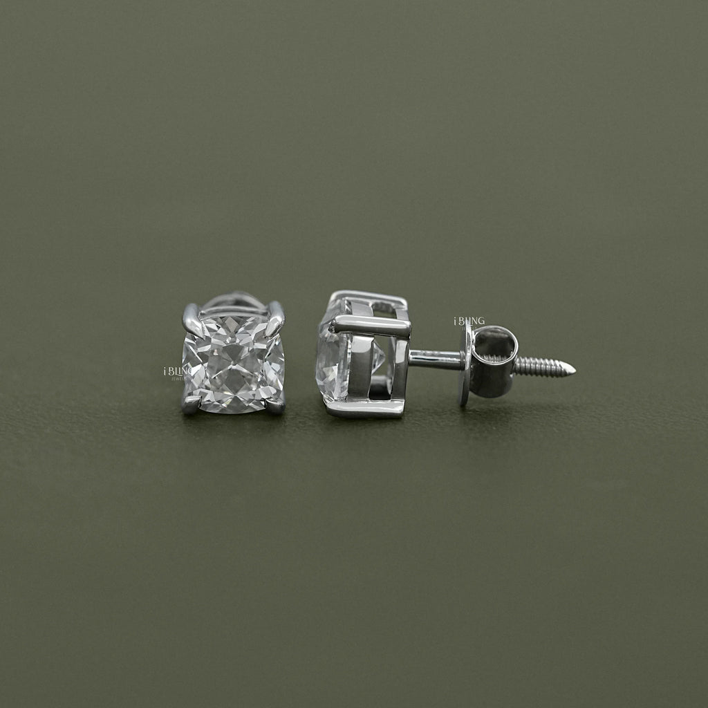 Square Old Mine Cushion Lab Diamond Stud Earrings
