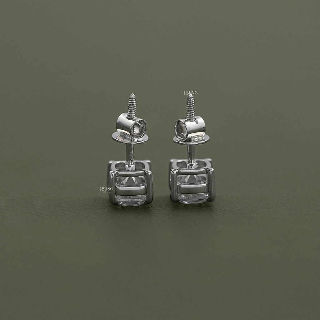 Square Old Mine Cushion Lab Diamond Stud Earrings