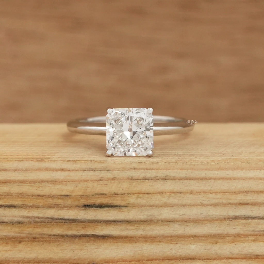 Square Radiant Lab Diamond Solitaire Engagement Ring
